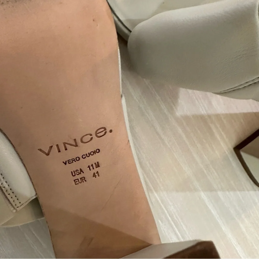 NEW Vince Nessia‎ Sandal Block Heel Off White Leather Women's 11 MSRP $325